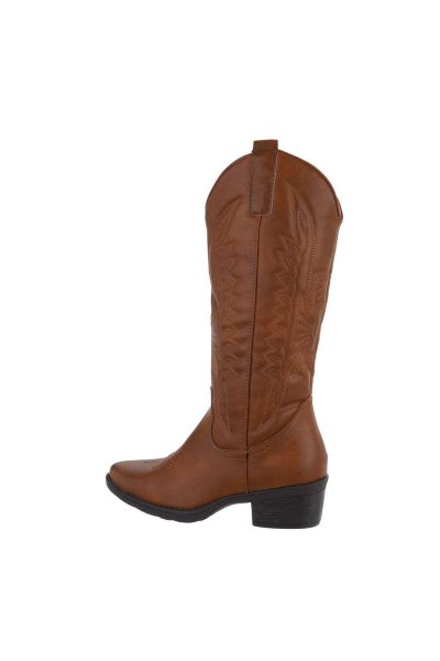 Cizme dama stil ciocate cu model, camel