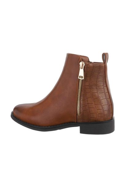 Botine dama cu talpa joasa, camel