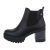 Botine dama casual cu toc gros, negre