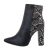 Botine dama cu toc inalt, animal print, negre