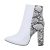 Botine dama cu toc inalt, animal print, albe