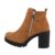 Botine dama casual inchidere cu fermoar, camel