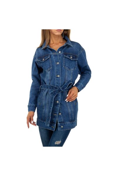 Jacheta dama cu cordon in talie, din denim, bleumarin Jacheta dama cu cordon in talie, din denim, bleumarin