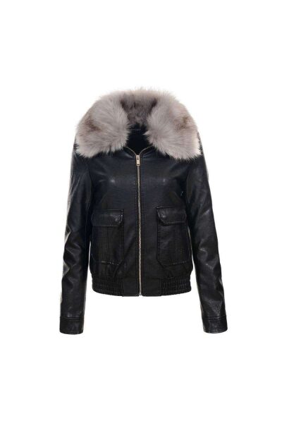 Jacheta dama guler imblanit, buzunare mari, neagra Jacheta dama guler imblanit, buzunare mari, neagra