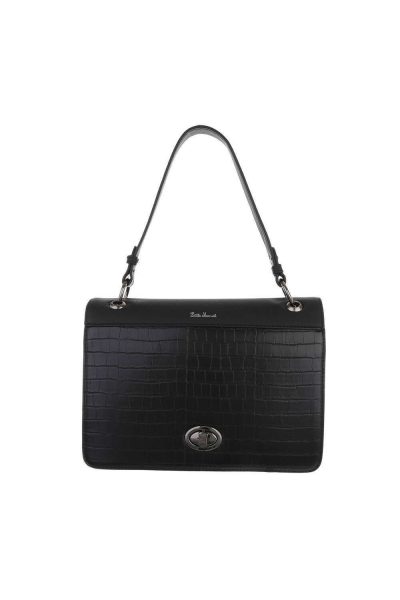 Geanta dama de umar cu aspect croco, neagra