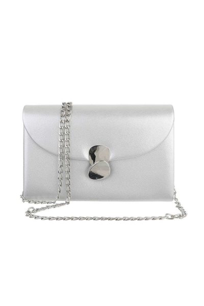 Geanta crossbody mica cu bareta din lant, argintie