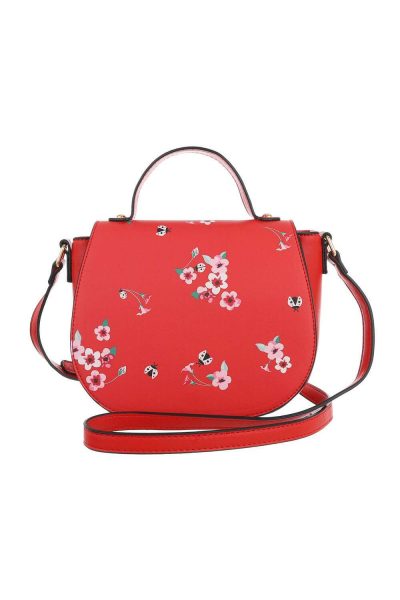 Geanta crossbody mica cu imprimeu floral, rosie