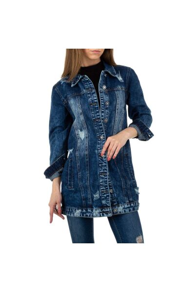 Jacheta dama denim, casual, inchidere cu nasturi tip capse, albastra Jacheta dama denim, casual, inchidere cu nasturi tip capse, albastra