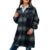 Camasa dama, material gros, casual, inchidere cu nasturi, in carouri, albastra