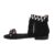 Sandale dama, casual, cu franjuri, inchidere cu fermoar, negre