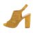Sandale dama elegante, piele ecologica perforata, mustar