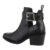 Botine dama , stil biker, catarama laterala, negre