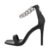 Sandale dama elegante, toc inalt, accesorizate cu lant, negre